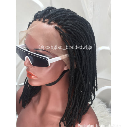 Simple Faux Locs Wig (Swiss Full Lace) Black Color, Shoulder Length - Karina