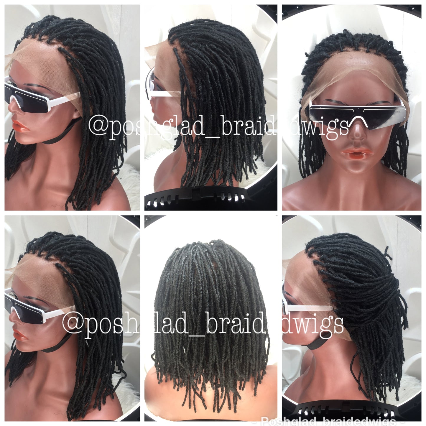 Simple Faux Locs Wig (Swiss Full Lace) Black Color, Shoulder Length - Karina