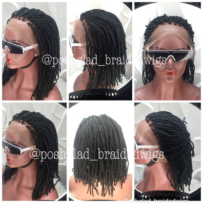 Simple Faux Locs Wig (Swiss Full Lace) Black Color, Shoulder Length - Karina