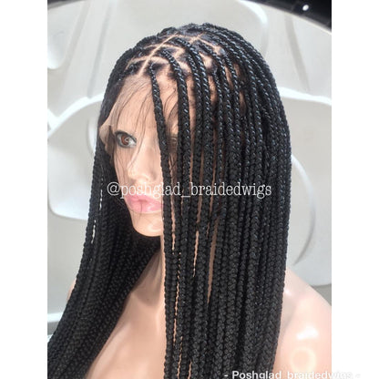 Shade Knotless Braid Wig, Swiss Full Lace, Color 1B, Glueless - Solange