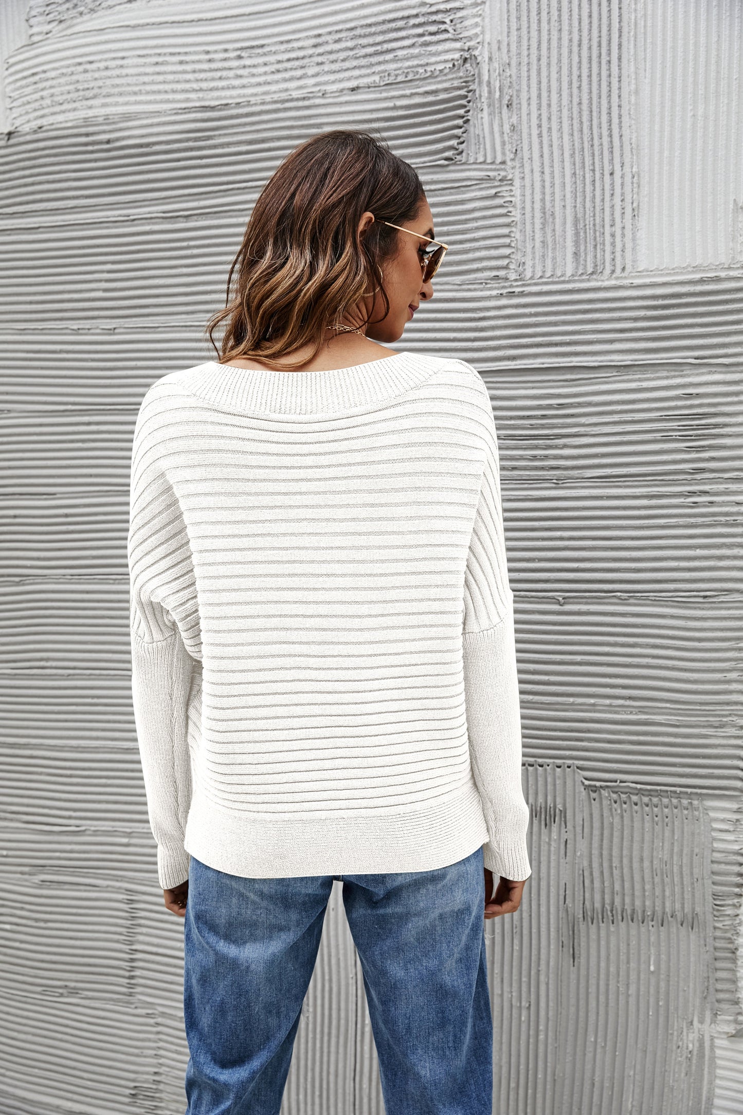 Solid Color Ribbed Sweater
