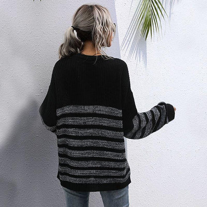 Round Neck Striped Light Sweater