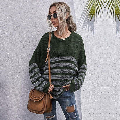 Round Neck Striped Light Sweater