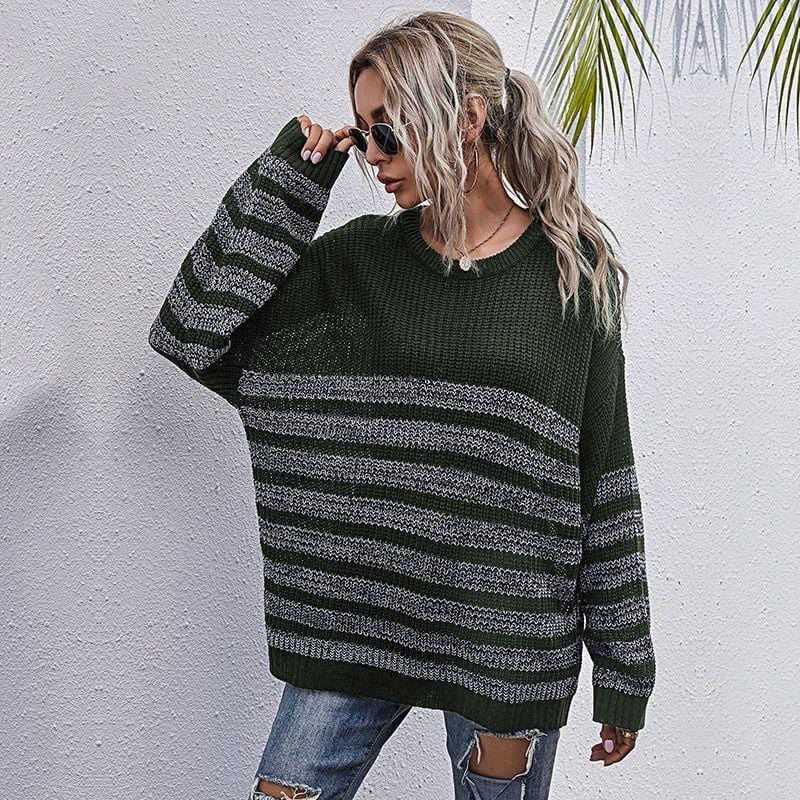 Round Neck Striped Light Sweater