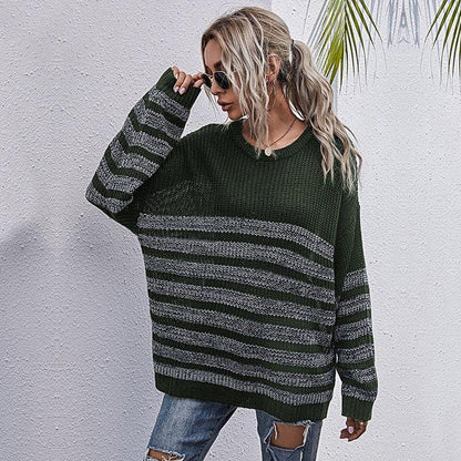 Round Neck Striped Light Sweater