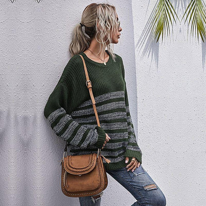 Round Neck Striped Light Sweater