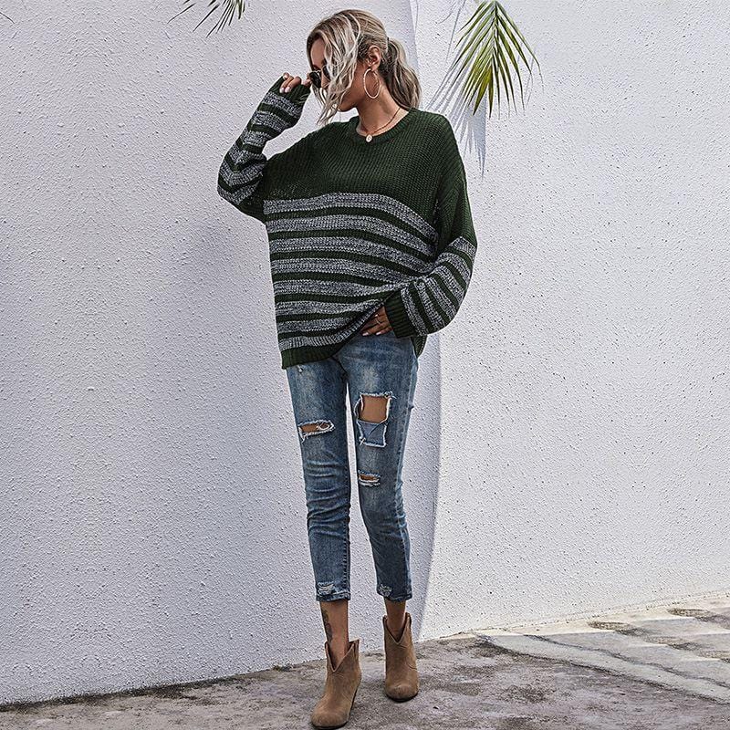 Round Neck Striped Light Sweater