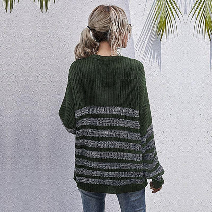 Round Neck Striped Light Sweater