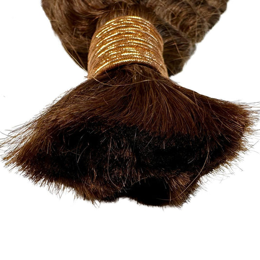 Medium Brown Deep Wave Color 4 Bulk 100% Human Braiding Hair