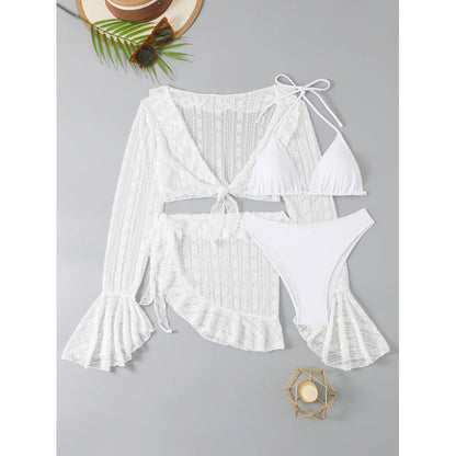 Long Sleeved Blouse Bikini Four Piece Set Ruffled Swimsuit Women Split Internet Celebrity Sexy Swimsuit