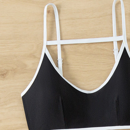 Vest Women Swimsuit Hollow Out Cutout Sexy Contrast Color Thin Edges Bikini