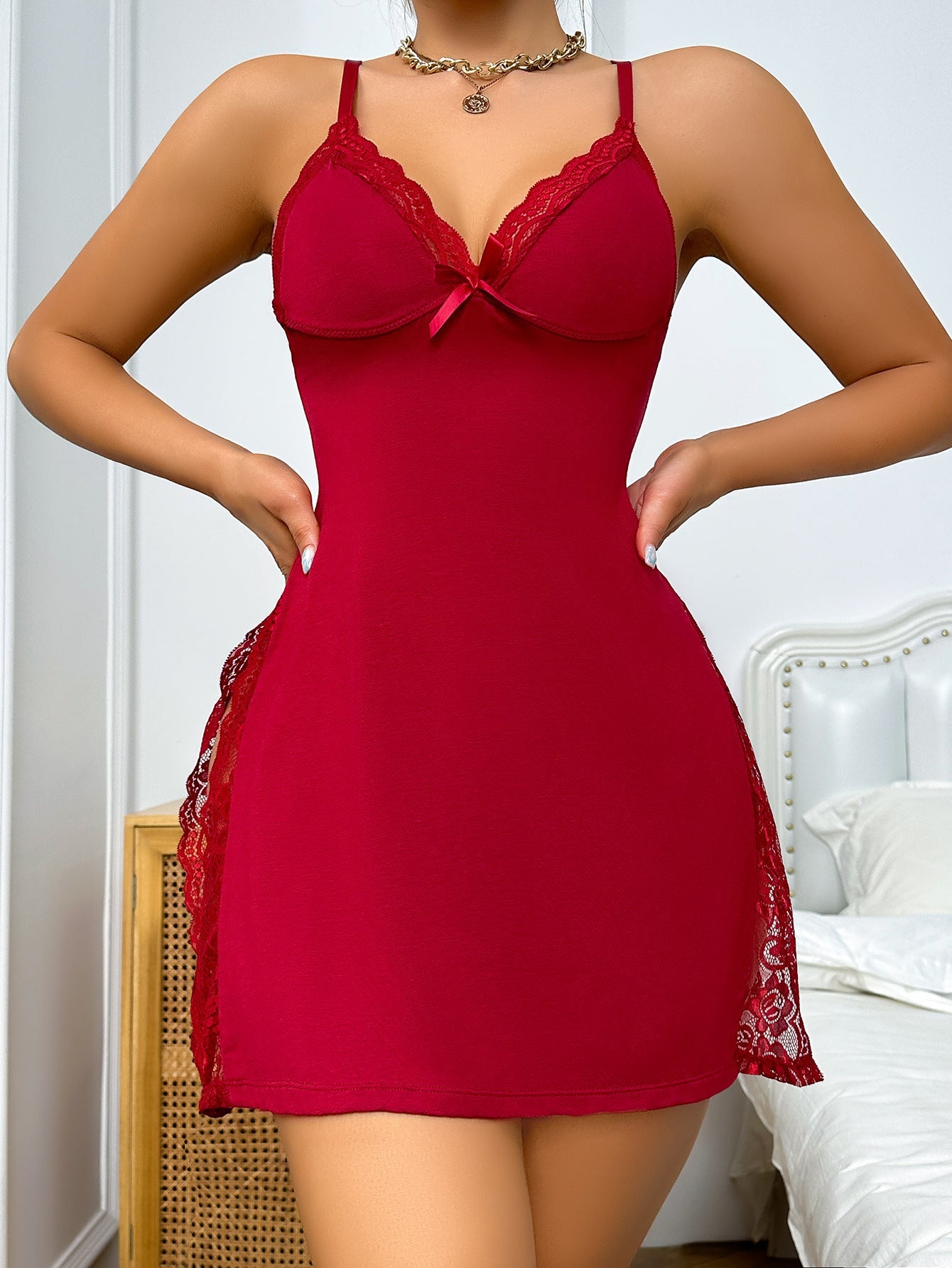 Summer Sexy Sling Midi Dress Sexy Lingerie Women Seductive Home Wear