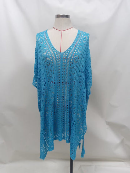 Summer Bikini Sun Protective Blouse Hollow Out Cutout Split Sexy Beach Dress for Women Crochet hook Crochet hook Crochet hook