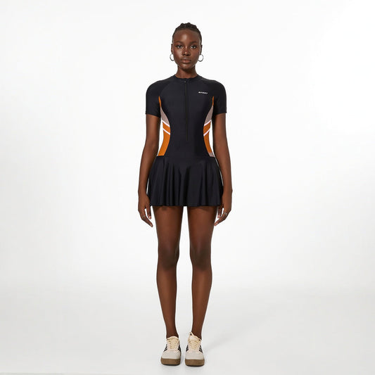 Sports Swimwear Women One Piece Boxer Conservative Slim Looking Belly Covering Spring Swimming