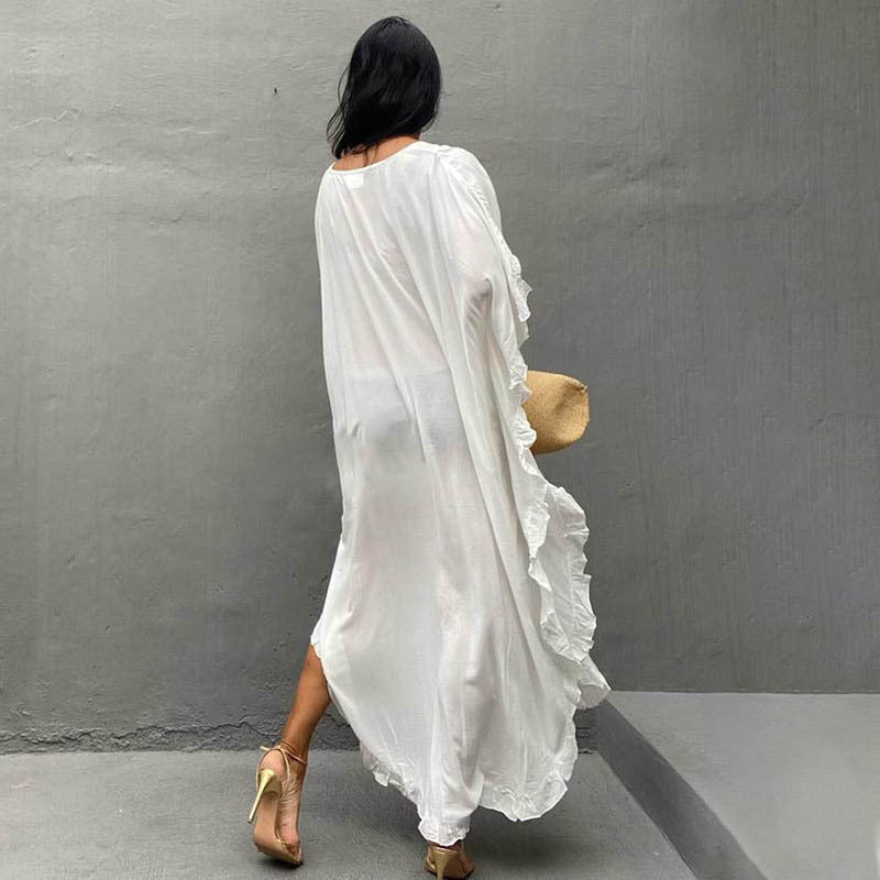 Rayon Beach Dress Loose Robe Seaside Vacation Beach Cover Up Swimsuit Sun Protection Outer Wear Women Crochet hook