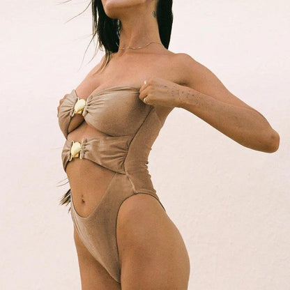 Arrival Tube Top Adjustable Shoulder Strap Swimsuit One Piece Swimsuit