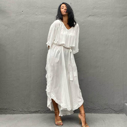 Rayon Beach Dress Loose Robe Seaside Vacation Beach Cover Up Swimsuit Sun Protection Outer Wear Women Crochet hook