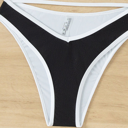 Vest Women Swimsuit Hollow Out Cutout Sexy Contrast Color Thin Edges Bikini