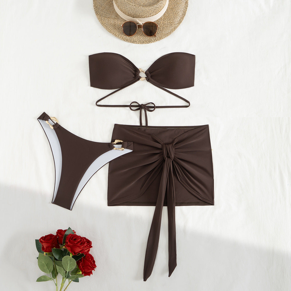 Direct Sexy Bikini Three Piece Sets Split Skirt Women Swimsuit Sexy Tube Top Arrival