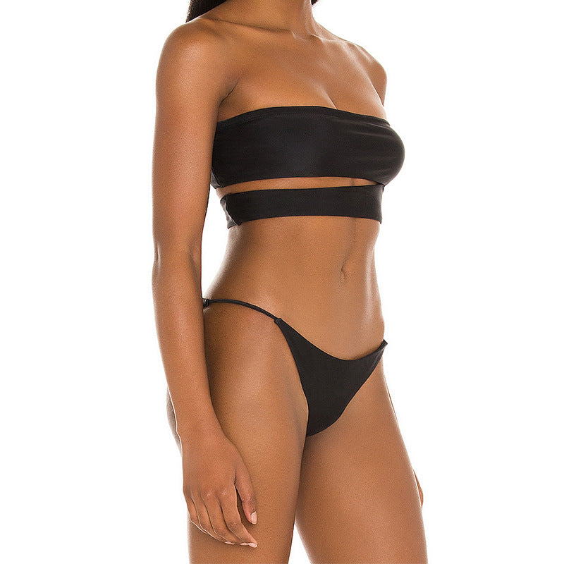 Solid Color Split Swimsuit Women Swimsuit Top Sexy Bikini