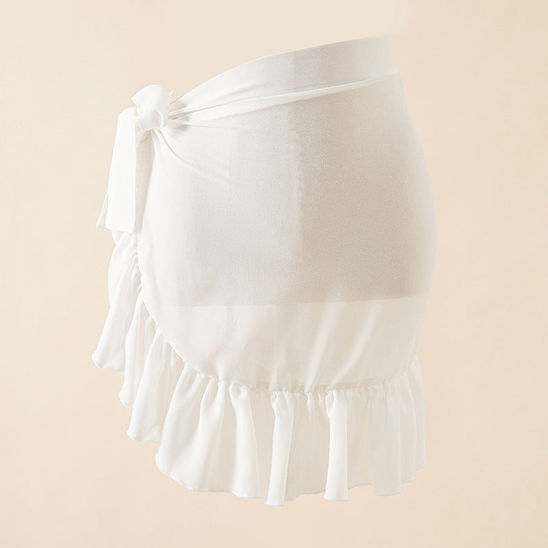 Summer Seaside Vacation Chiffon Printing Tie Dye Bandage Beach Wrap Skirt Bikini Swimsuit Blouse