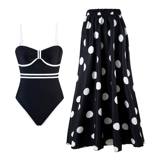 One Piece Swimsuit Covering Belly Thin Swimsuit round Skirt Set Best