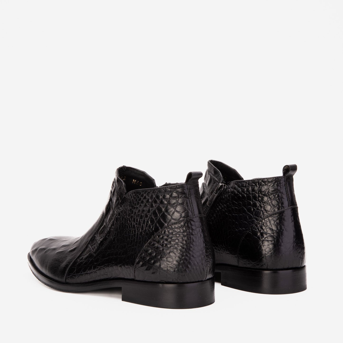 The Randor Black Crocodile Leather Side-Zip Dress Ankle Men Boot