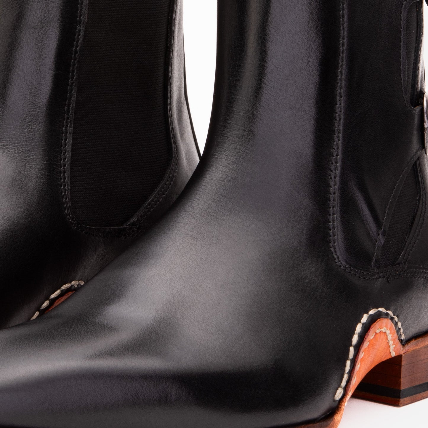 The Royal Hand Craft Black Leather Double-Buckle Chelsea Men Boot