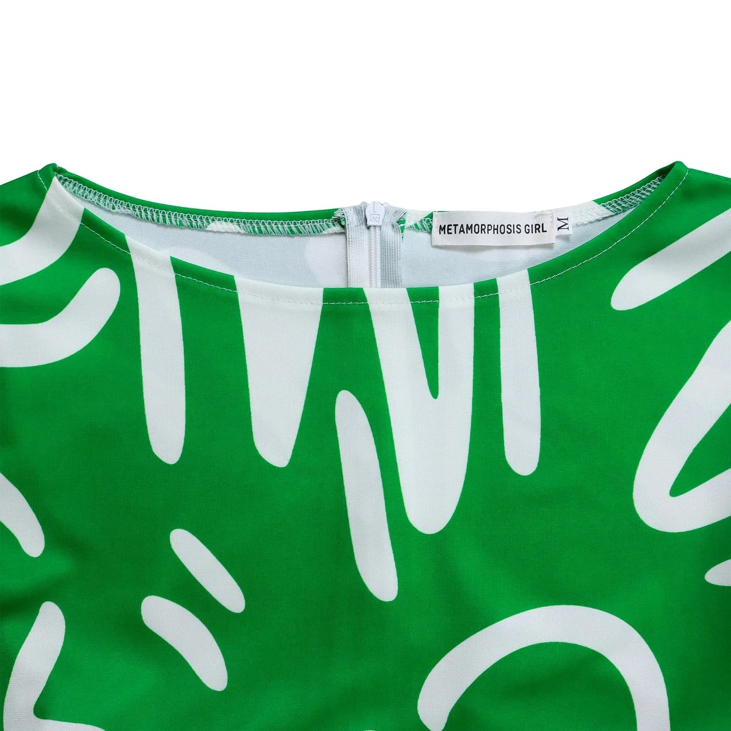 Printed Belted Dress Elegant  Knee-Length Round Neck Short Sleeve Dress