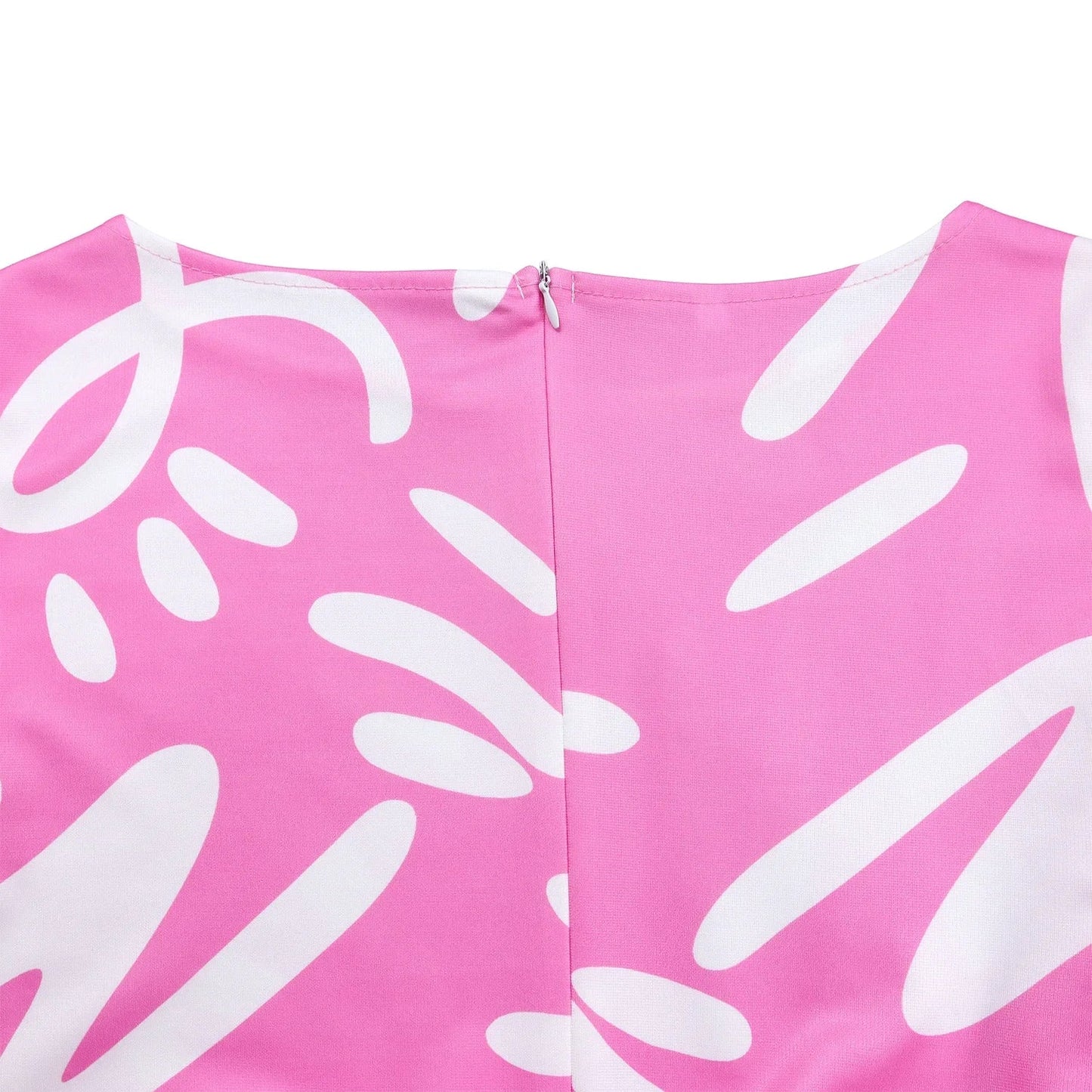 Printed Belted Dress Elegant  Knee-Length Round Neck Short Sleeve Dress