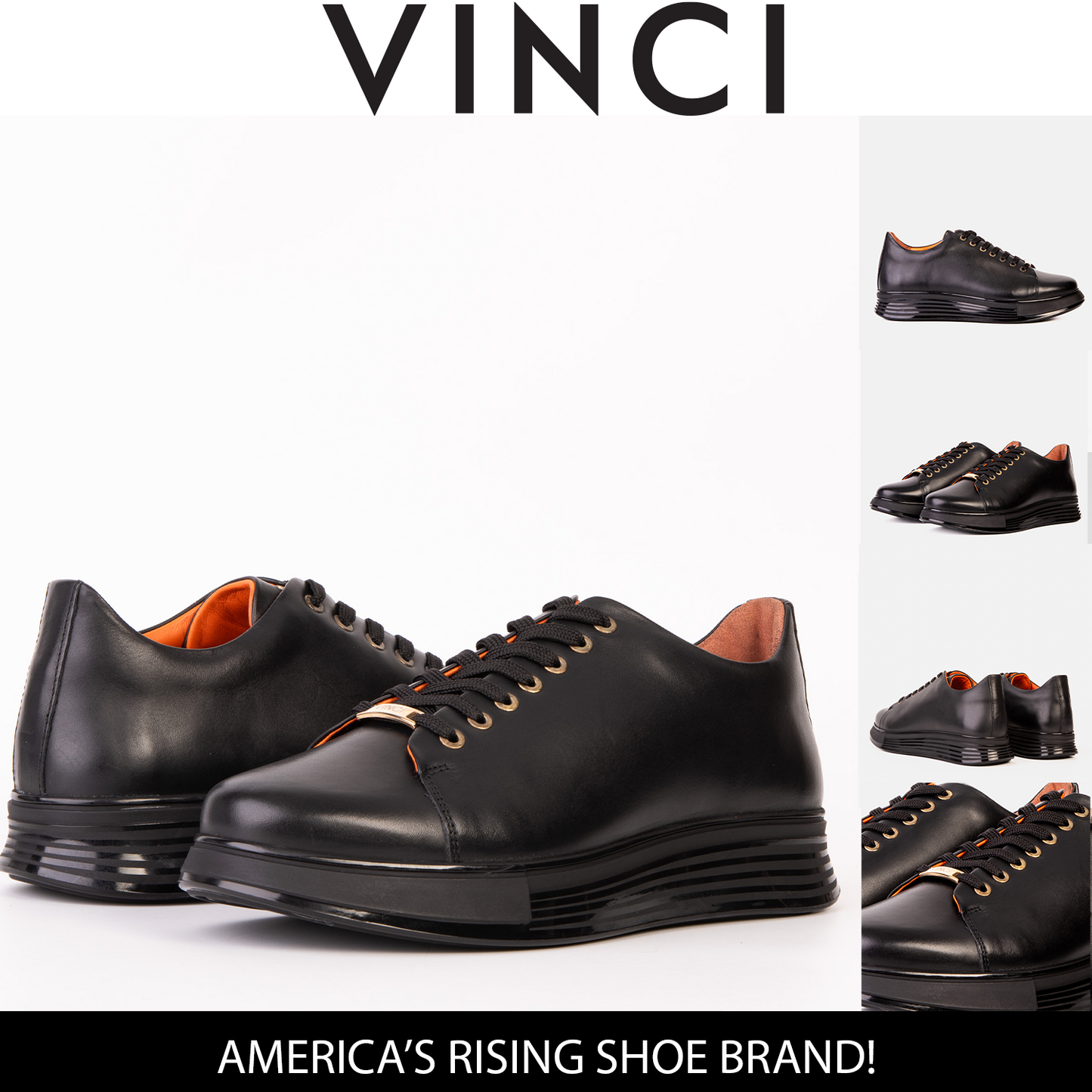 The Peklin Black Leather Men Sneaker