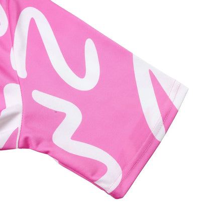 Printed Belted Dress Elegant  Knee-Length Round Neck Short Sleeve Dress