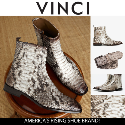 The Boss Natural Pythn Snk Zip-Up Leather Men Boot Limited Edition