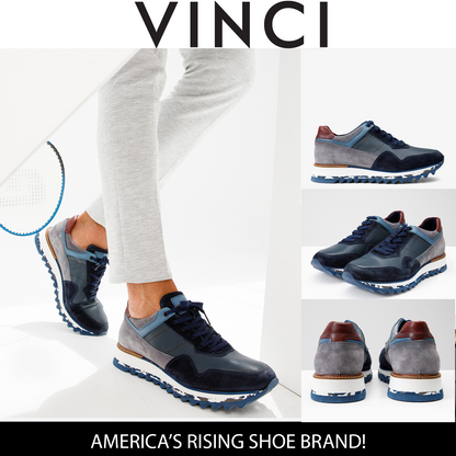 The Hoskova Navy Blue Leather Men Sneaker