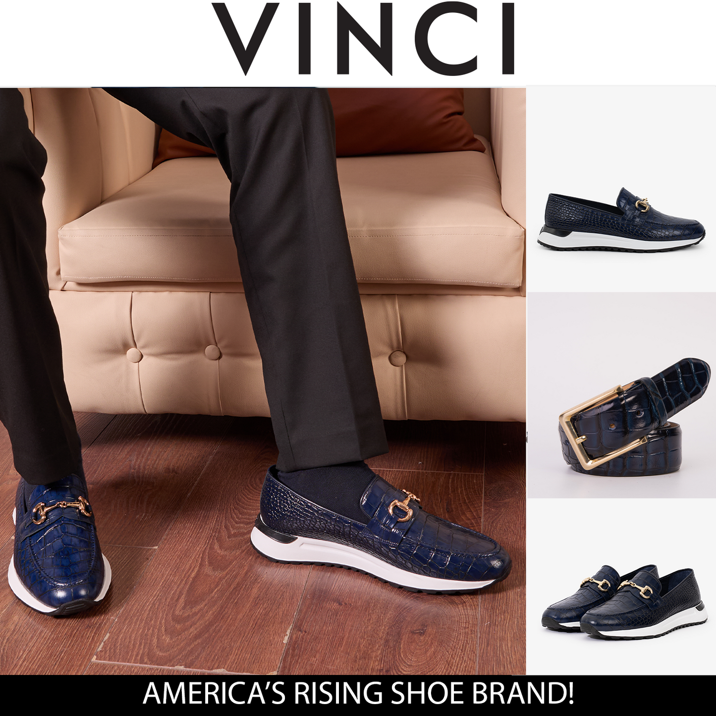 The Padova Navy Blue Leather Men Sneaker