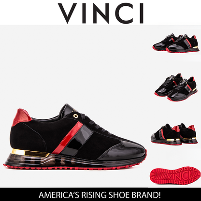 The Inferno Black & Red Leather Men Sneaker