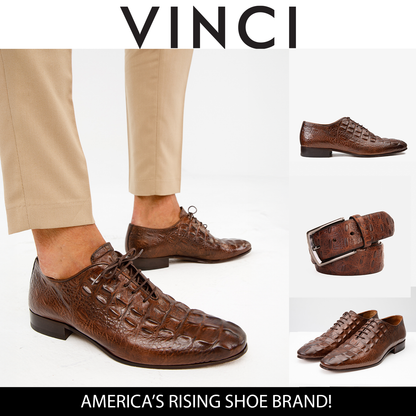 The Randor Brown Crocodile Leather Oxford Men Shoe