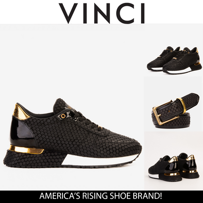 The Majesty Black & Gold Leather Men Sneaker