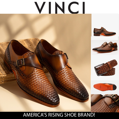 The Rolls  Woven Tan Leather Single Monk Strap  Handmade Men Shoe