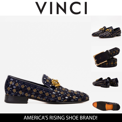 The Vicino Shoe Navy Blue Bit Dress Loafer Men Shoe