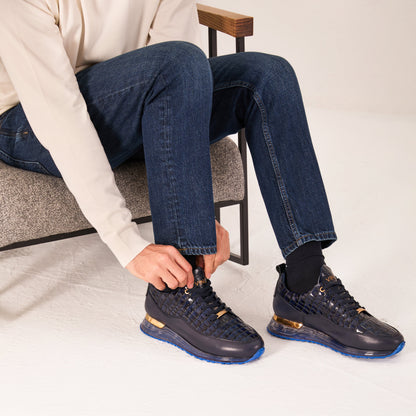 The Marseille Navy Blue Leather Men Sneaker