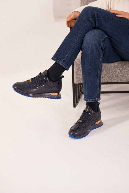 The Marseille Navy Blue Leather Men Sneaker