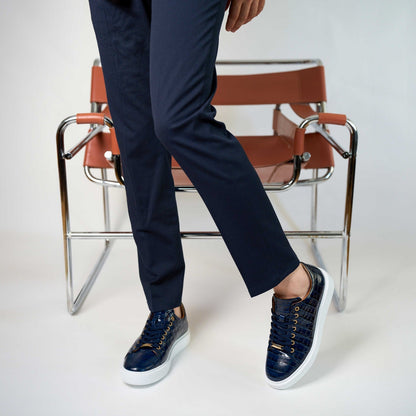 The Dublin Blue Leather Men Sneaker
