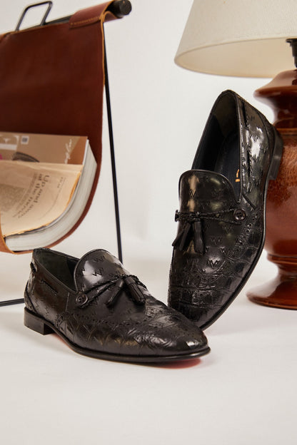 The Istanbul Black Leather Tassel Loafer Men Shoe