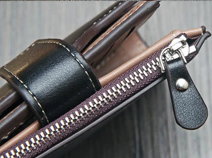 Vertical Buckle Wallet with Zipper Closure