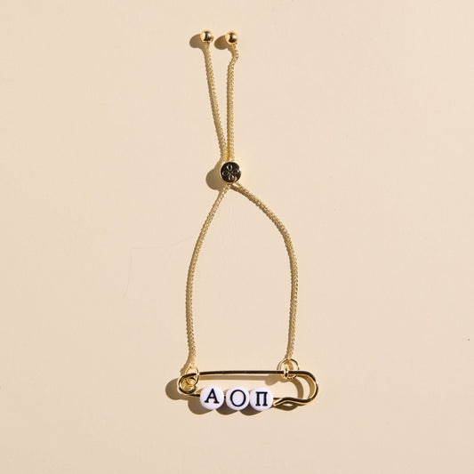 Alpha Omicron Pi Sorority Safety Pin Bracelet - Officially Licensed