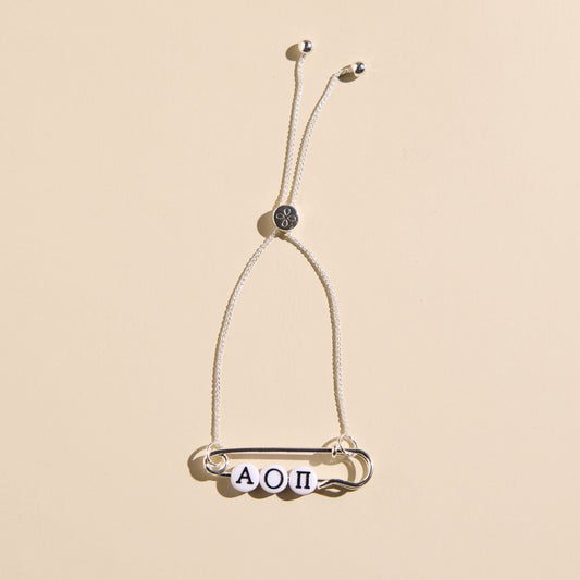 Alpha Omicron Pi Sorority Safety Pin Bracelet - Officially Licensed