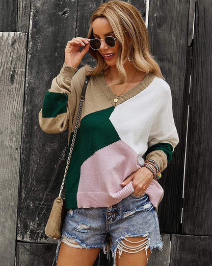 Color Block Relaxed Sweater