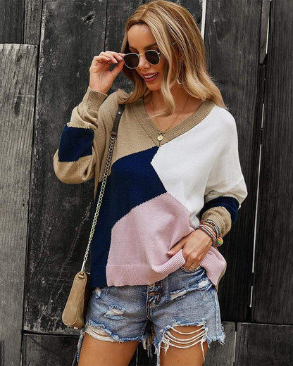 Color Block Relaxed Sweater