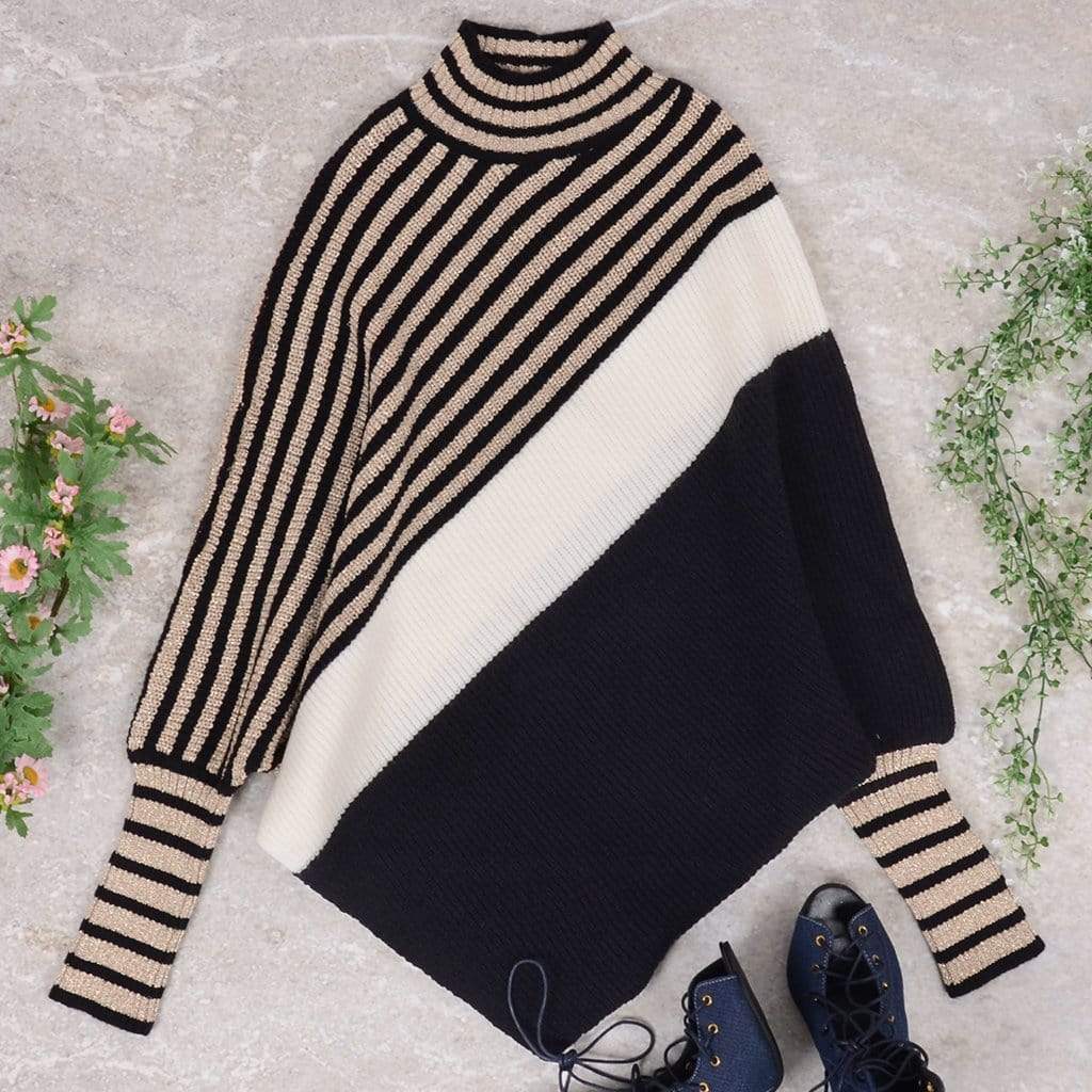 Asymmetrical Hem Bishop Sleeve Sweater